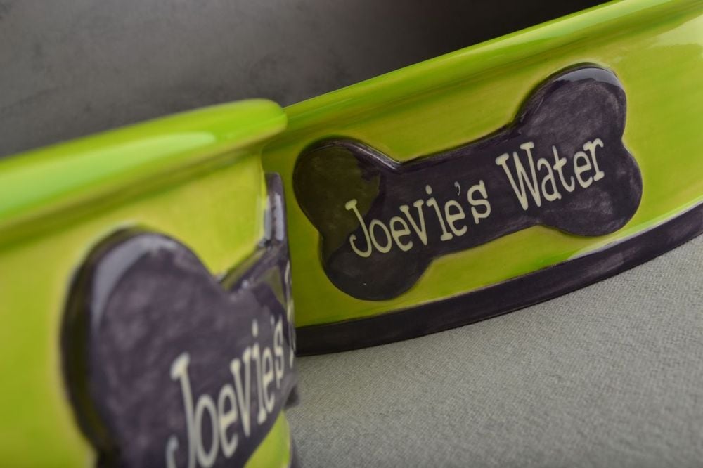 Image of Dog Bowl Set Personalized Smooth Dog Bowls by Symmetrical Pottery