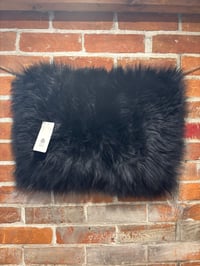Image 3 of Sheepskin BLACK Wool Leather Shearling Pieces in Rectangle Natural Shapes