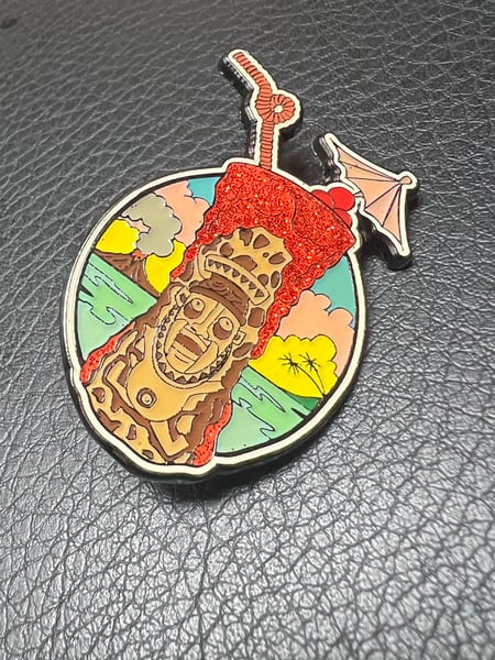 Image of 2” Krakatoa Tiki Mug Enamel Pin 