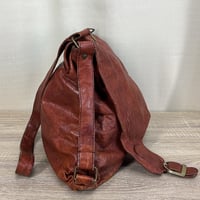 Image 3 of HANDBAG unisex genuine brown reddish leather crossbody messenger bag