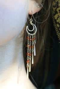 Image 1 of Brass + Orange Garnet Moon Chandeliers 