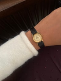 Image 2 of Vintage Caravelle By BULOVA Genuine Leather Black Strap