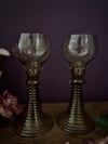 Paire de verres à vin en cristal soufflés et gravés, dit Roemer, XIXème siècle!