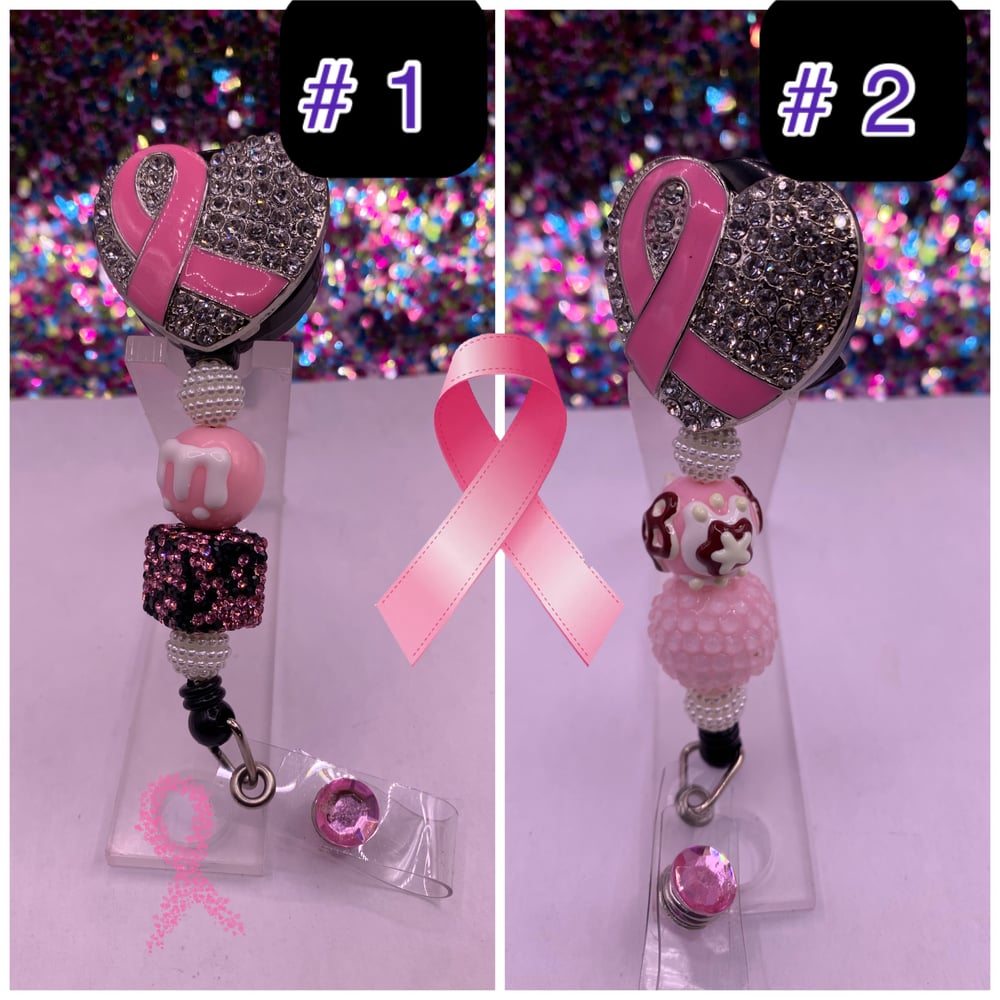 Image of Pink Ribbons Badge Holder 