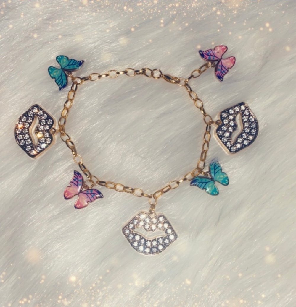 Image of  kissy lips with butterflies ankle/anklet bracelets choose 1 of your choice