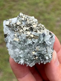 Image 4 of Cubic Pyrite & Fine Quartz Points Cluster Bulgaria Specimen #2613