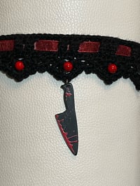 Image 2 of Blood & Blade Choker – With Bloody Carving Knife Pendant