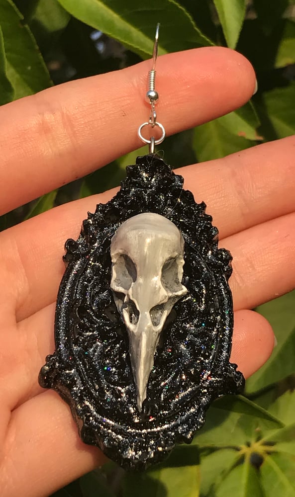 Image of Raven Skull Earrings 