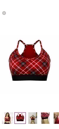Image 2 of  Y2K Red &  Black plaid Racerback Sports Bra – XL | Grunge Cozy Lounge Top