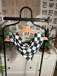 Image 1 of green and white checker scarf 