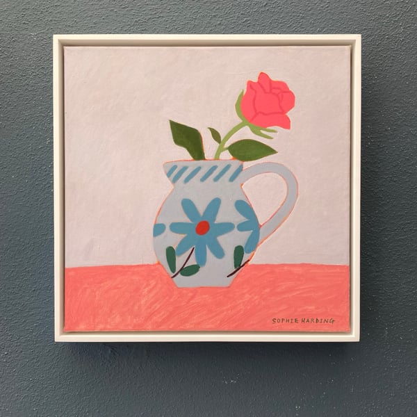 Image of Rose in a Handmade Jug