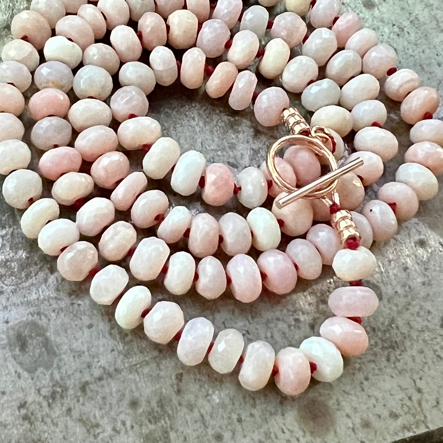 Image of Faceted Pink Opal Beads with Rose Gold Filled Clasp
