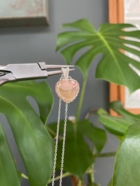 Image 2 of Silver Flower Agate Heart Crystal Necklace