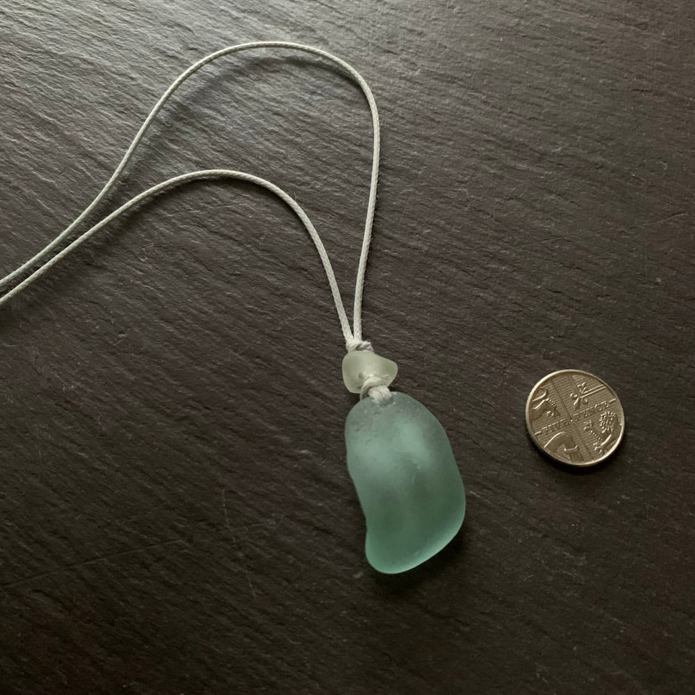 Image of Aqua sea glass curved pendant