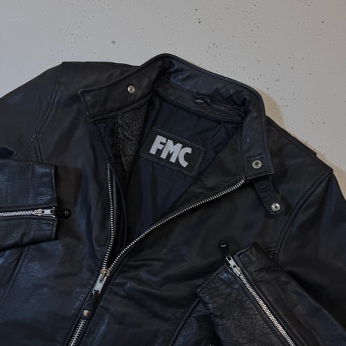 Image of 2000s Heavyweight Leather Biker Jacket, Size Large