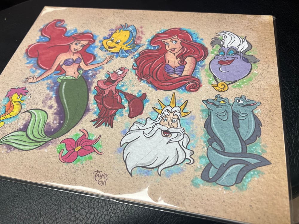 Image of 8”x10” Disney Inspired Travel Tattoo Flash Std Cardstock 10 Sheet Set w/ Lines