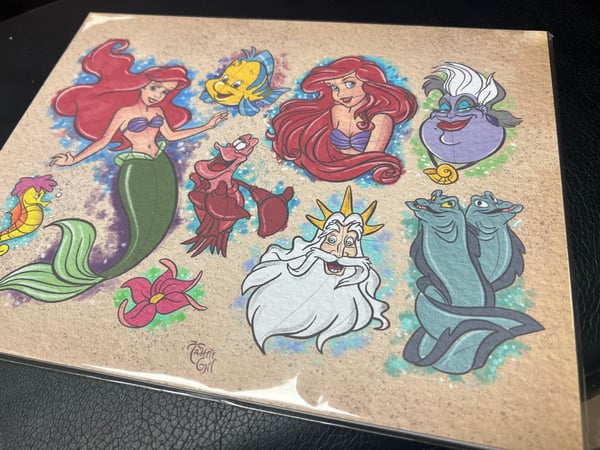 Image of 8”x10” Disney Inspired Travel Tattoo Flash Std Cardstock 10 Sheet Set w/ Lines