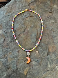 Image 1 of Find El Dorado Glass Beaded Necklace with Semi Precious Charm