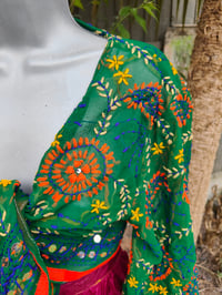 Image 5 of Stevie Embroidered- Forrest green orange trim