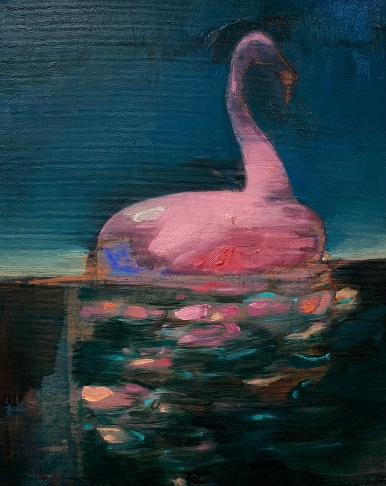 Image of Painting / maleri / "The pink swan" / 40x50 cm