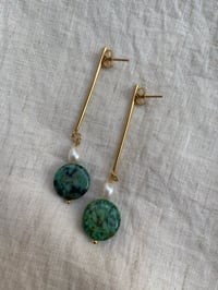 Image 1 of Green pearl Earrings 
