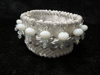 SALE - White Snake Beaded Cuff