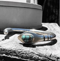 Image 3 of Ride the Sky 2ga Sterling Silver Seven Dwarfs Turquoise Head Snake Cuff 6.5-6.75”