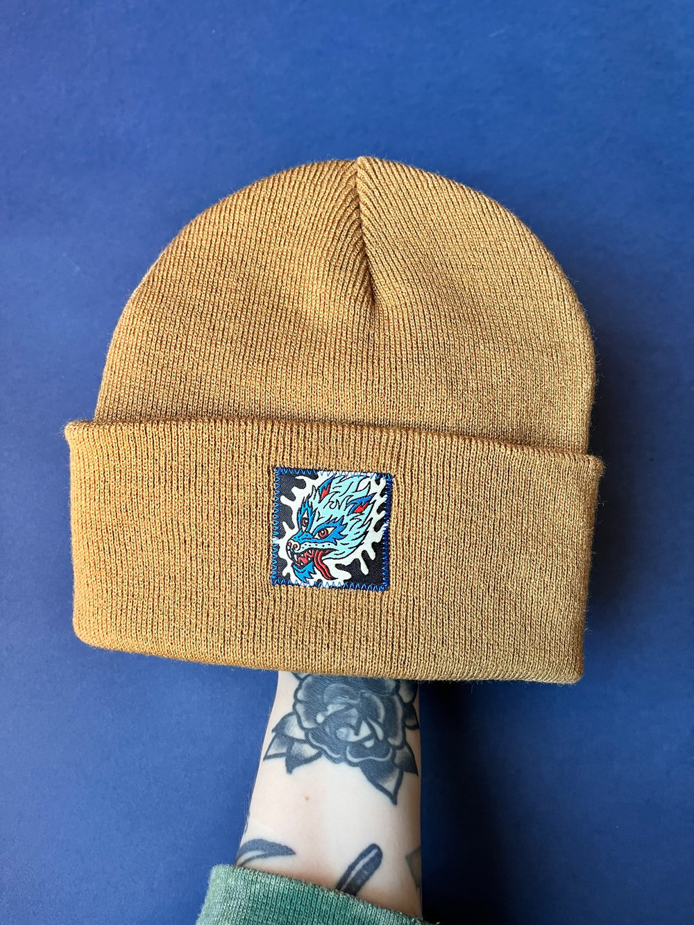 Image of Camel Wolf Cuffed Beanie