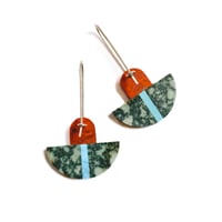 Image 2 of Cuprite, Variolite & Turquoise Earrings