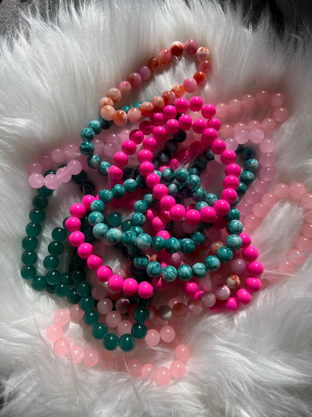 Image of 10 mm Glass Beaded Bracelets 