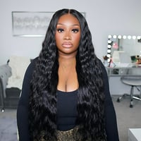 Image 1 of *NEW* GLUELESS Indian Natural Wave 5x5" HD Film Lace Closure Wig  (250% Density)