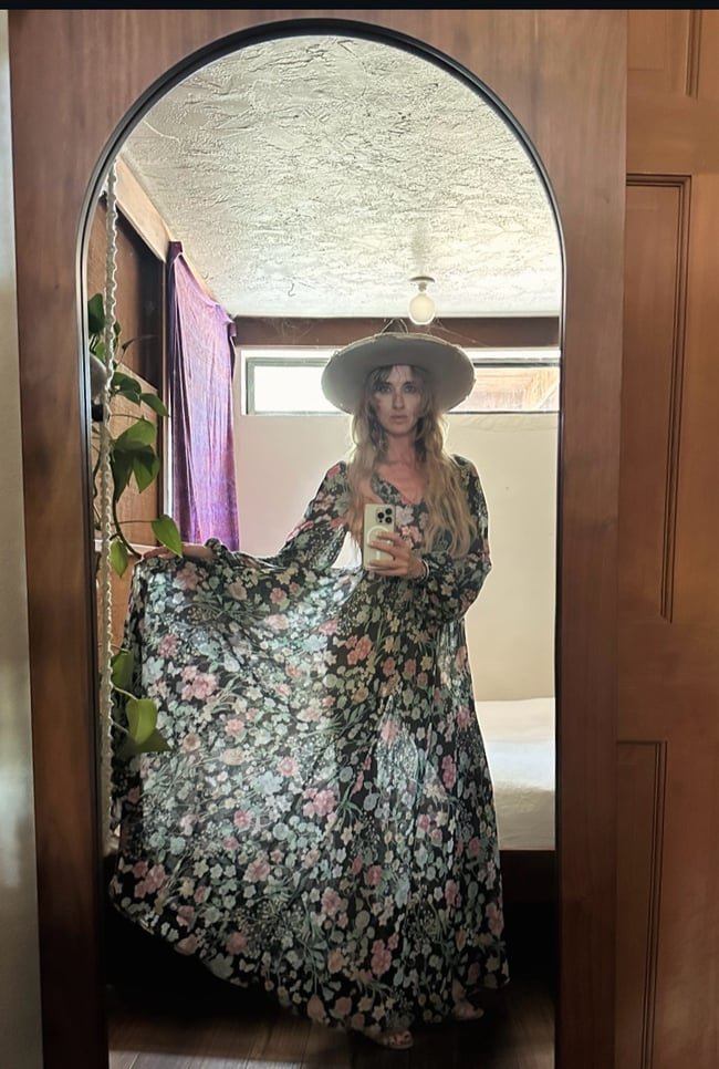 early 70s wildflower bohemian dream voile maxi dress