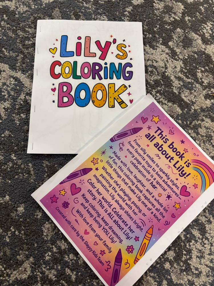 Image of Slayyy Kids Personal Coloring Book w/ custom Pictures 