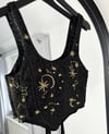 Gold embroidered star and moon corset