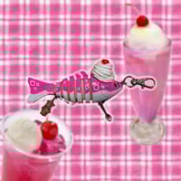 pink soda float fish keychain