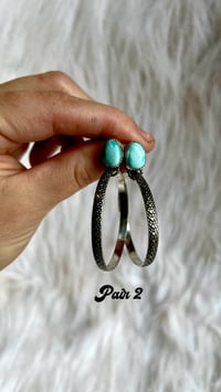 Image 4 of Turquoise Snakeskin Hoops