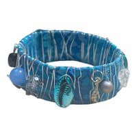 Image 2 of Wide Jeweled Bangle Blue