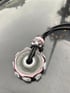 pink gray day; effetre glass medallion with accent beads and leather cord Image 2