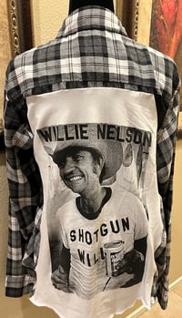 Vintage Green/Black/White Flannel Shirt Willie Nelson