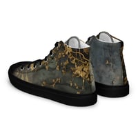 Image 6 of Tattered Look Goth Inspired Black, Gray and Gold Women’s high top canvas shoes