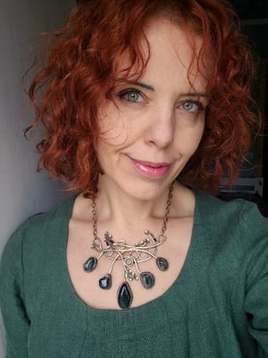 Dark green jasper and bullet cussings necklace 