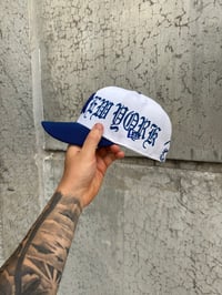 Image 3 of TWO TONE  ROYAL BLUE VISOR NY YANKEES CUSTOM FITTED CAP
