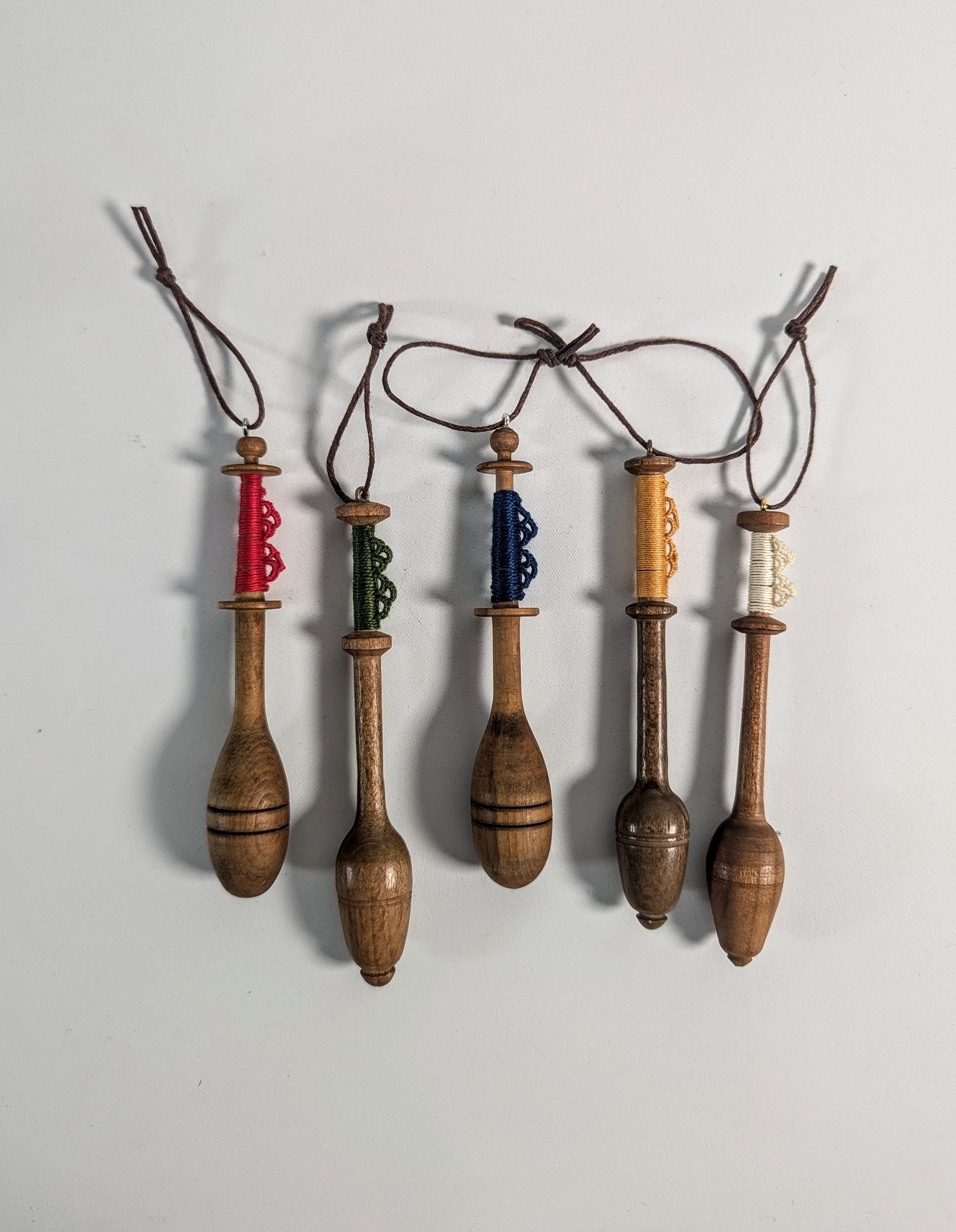 Image of Lace making bobbin decorations (option 2 - single line of stitch)