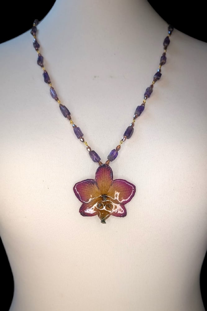 Image of OOAK Amethyst & Orchid Necklace