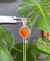 Image 1 of Silver Carnelian  Heart Crystal  Necklace