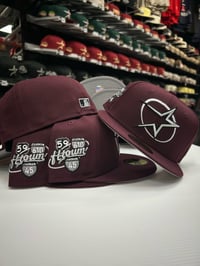 Image 1 of New Era 59Fifty Burgundy Silver Oval Star Slab City