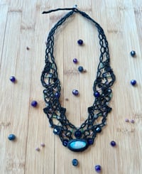 Image 1 of Opal, Amethyst & Iolite Micro Macrame Necklace 