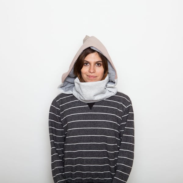 Image of Pink lavander & classic grey hoodie neck