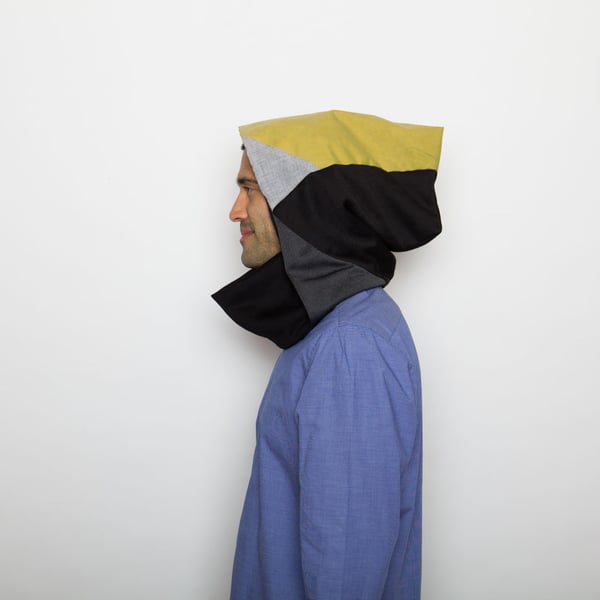 Image of Lime, greys & black hoodie neck