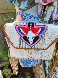 Image 1 of Barca Bag - cream and gold fringes cross body or wear on waist